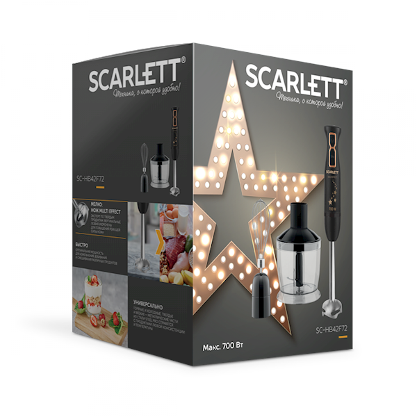 ხელის ბლენდერი Scarlett SC-HB42F72, 700W, 0.6L, Blender, Black | SC ...